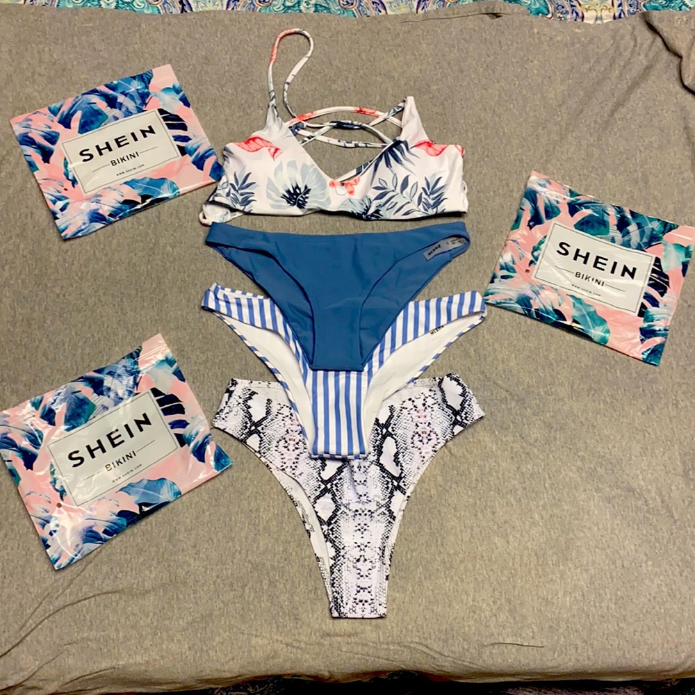 3 swim suit bottoms and one top